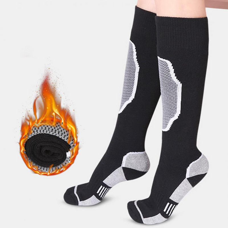 1 pereche de șosete elastice îngroșate, cu absorbție a umidității în aer liber, pentru schi, drumeții