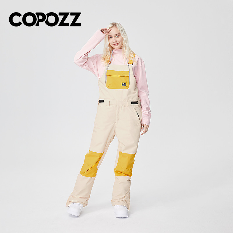 COPOZZ Snowboard stražnje skijaške hlače Vjetrootporne kombinezone kontrastnih boja Skijaške hlače Muškarci Žene Zimska oprema za skijanje na otvorenom Hlače