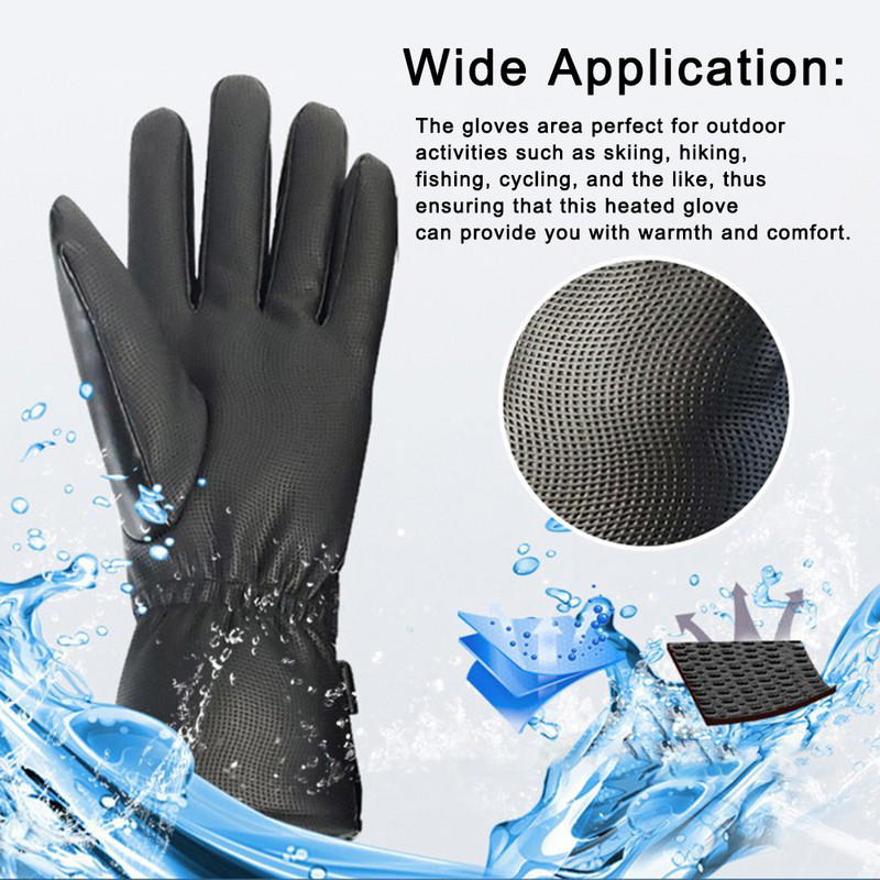 Férfi Női 7,4 V újratölthető elektromosan melegen fűtött kesztyűk akkumulátoros fűtőkesztyűk téli sport horgászat hideg kesztyűk