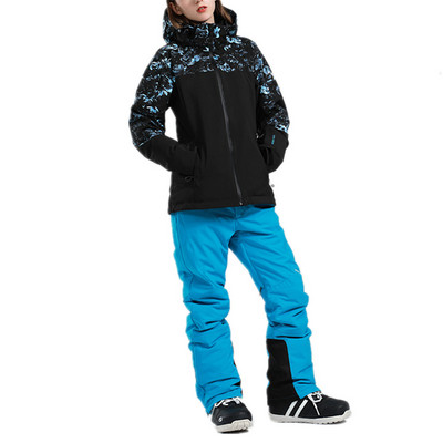 Női síkabátok és nadrágok Snowboard Snowsuit kabát vastag meleg kapucnis kültéri vízálló szélálló szigetelt kabát