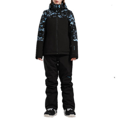 Női síkabátok és nadrágok Snowboard Snowsuit kabát vastag meleg kapucnis kültéri vízálló szélálló szigetelt kabát