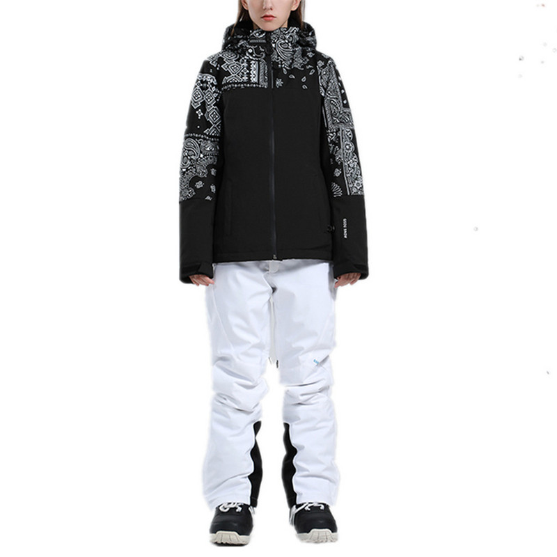 Női síkabátok és nadrágok Snowboard Snowsuit kabát vastag meleg kapucnis kültéri vízálló szélálló szigetelt kabát