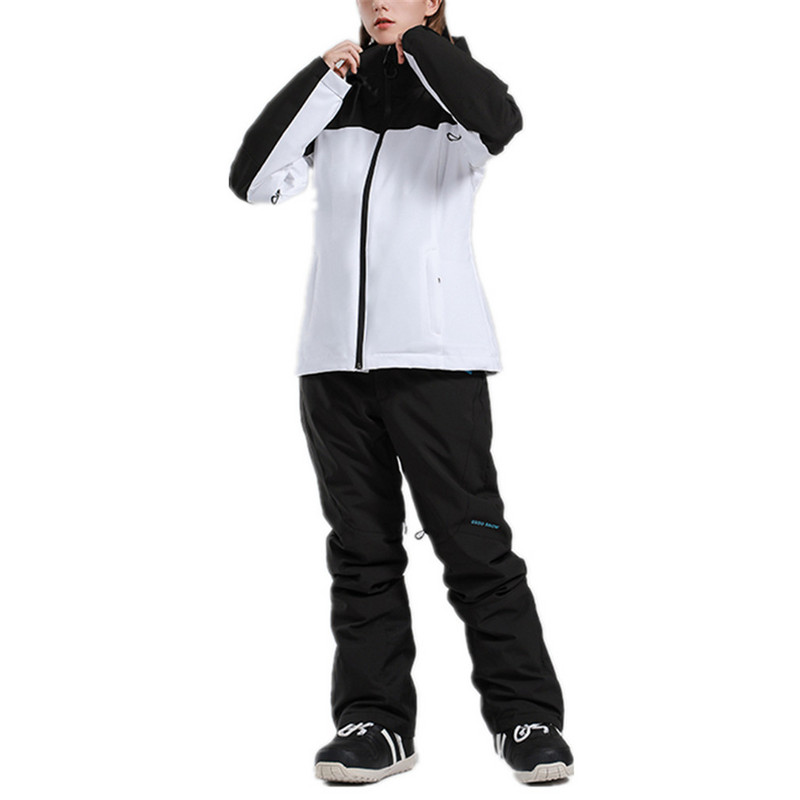 Női síkabátok és nadrágok Snowboard Snowsuit kabát vastag meleg kapucnis kültéri vízálló szélálló szigetelt kabát