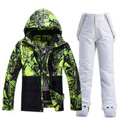 Costum de schi pentru bărbați Jachetă + pantaloni de snowboard Îmbrăcăminte de snowboard impermeabilă Jachetă și pantaloni de schi rezistentă la vânt Parka termică groasă