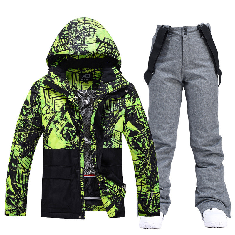 Costum de schi pentru bărbați Jachetă + pantaloni de snowboard Îmbrăcăminte de snowboard impermeabilă Jachetă și pantaloni de schi rezistentă la vânt Parka termică groasă