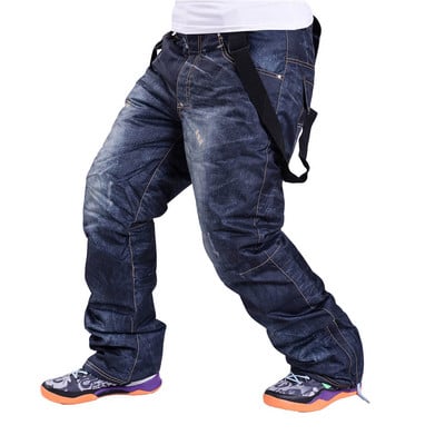 Bărbați de înaltă calitate, iarnă, groși și calduri, pantaloni de schi, rezistenți la vânt, impermeabili, cu bretele, pantaloni pentru zăpadă, snowboard, skate, salopete de schi