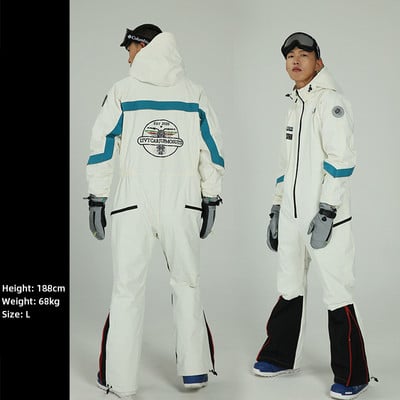 Iarna Noua costum de schi dintr-o bucata pentru barbati Costum de snowboard in aer liber Salopete rezistente la vant Impermeabil Set de schi Salopeta Pantaloni de zapada ingrosat cald