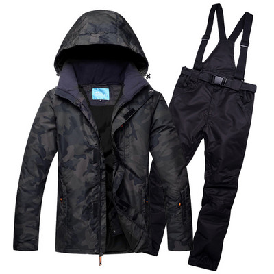 2019 noi costume de schi de iarnă de camuflaj pentru bărbați rezistente la vânt, impermeabile, zăpadă super caldă + pantaloni detașabili în aer liber