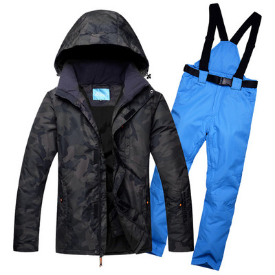 2019 nova maskirna zimska skijaška odijela za muškarce, otporna na vjetar, vodootporna, super topli snijeg + odvojive sling hlače za van
