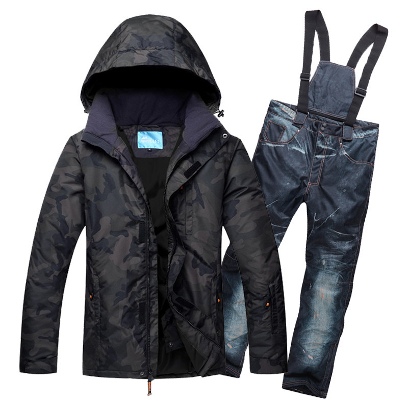 2019 nova maskirna zimska skijaška odijela za muškarce, otporna na vjetar, vodootporna, super topli snijeg + odvojive sling hlače za van