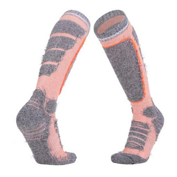 Зимни памучни дамски термични ски чорапи Топли спортни удебелени туристически ски чорапи Хавлиено дъно Дълги тръбни термочорапи