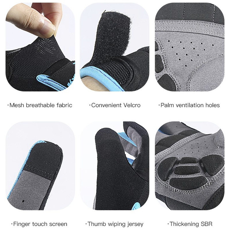 Велосипедни ръкавици Мъже Жени Сензорен екран Пълен пръст Ръкавици Противоплъзгащи се Против изпотяване Дишащи Противоударни MTB велосипедни ръкавици
