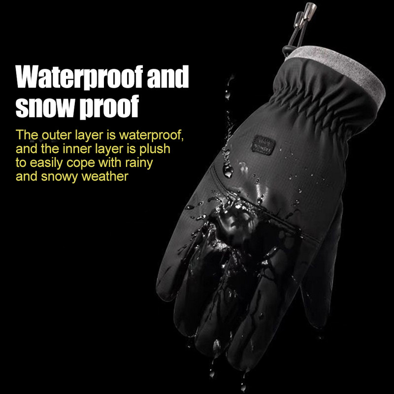Téli -20 fokos hidegálló síkesztyű férfi szélálló vízálló, melegen tartó kesztyű Érintőképernyős csúszásgátló puha szöszkesztyű