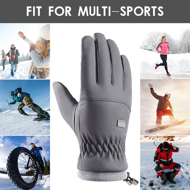 Téli -20 fokos hidegálló síkesztyű férfi szélálló vízálló, melegen tartó kesztyű Érintőképernyős csúszásgátló puha szöszkesztyű