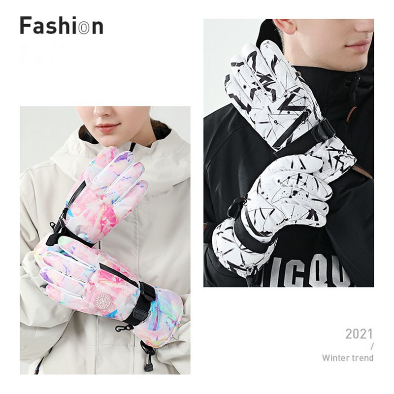 Férfi Női Motoros Síkesztyű Vízálló Érintőképernyős Funkció Snowboard Kesztyűk Téli Meleg Szélálló Hó Kerékpáros kesztyűk