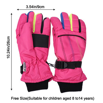 Зима за 8 до 14 години Детски ски голфове Ветроустойчиви момчета Момичета Неплъзгащи се водоустойчиви спортни ръкавици Дебели топли детски ски ръкавици
