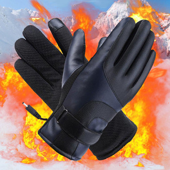 Зимни нагреваеми ръкавици Топли електрически термични ръкавици Колоездене Мотоциклет Велосипед Ски ръкавици Унисекс превключвател за ВКЛ./ИЗКЛ. с LED