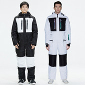 Vízálló kapucnis férfi síoverall Téli hegyi egyrészes férfi hóruhák kültéri sport férfi snowboard overál Ruhák