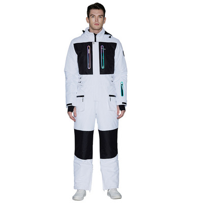 Vízálló kapucnis férfi síoverall Téli hegyi egyrészes férfi hóruhák kültéri sport férfi snowboard overál Ruhák