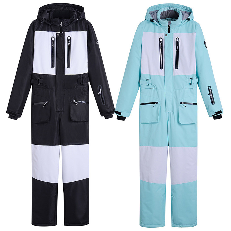 Vízálló kapucnis férfi síoverall Téli hegyi egyrészes férfi hóruhák kültéri sport férfi snowboard overál Ruhák