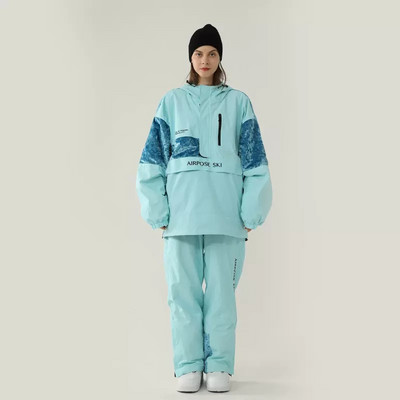 2022, nou costum de schi de iarnă, jachetă de snowboard pentru femei, salopetă pentru bărbați, set de schi cu glugă termică îngroșată, pantaloni de zăpadă impermeabili rezistenți la vânt