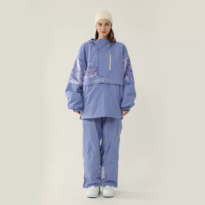 2022, nou costum de schi de iarnă, jachetă de snowboard pentru femei, salopetă pentru bărbați, set de schi cu glugă termică îngroșată, pantaloni de zăpadă impermeabili rezistenți la vânt