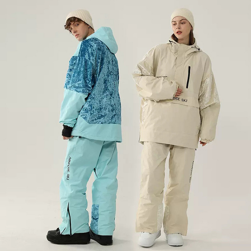 2022, nou costum de schi de iarnă, jachetă de snowboard pentru femei, salopetă pentru bărbați, set de schi cu glugă termică îngroșată, pantaloni de zăpadă impermeabili rezistenți la vânt