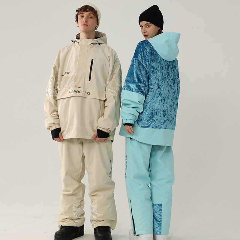 2022, nou costum de schi de iarnă, jachetă de snowboard pentru femei, salopetă pentru bărbați, set de schi cu glugă termică îngroșată, pantaloni de zăpadă impermeabili rezistenți la vânt