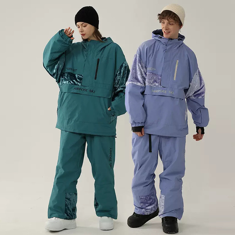 2022, nou costum de schi de iarnă, jachetă de snowboard pentru femei, salopetă pentru bărbați, set de schi cu glugă termică îngroșată, pantaloni de zăpadă impermeabili rezistenți la vânt