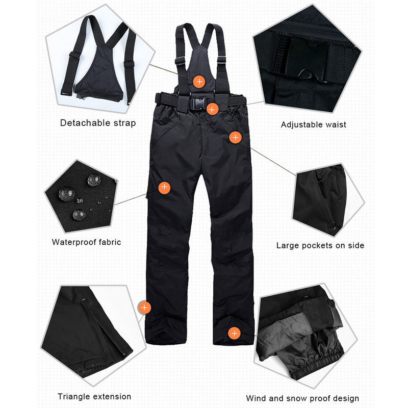 Ženske skijaške hlače Brandovi Novi sportovi na otvorenom Visokokvalitetne hlače na tregere Muške Vjetrootporne Vodootporne Topla zima Snježna daska