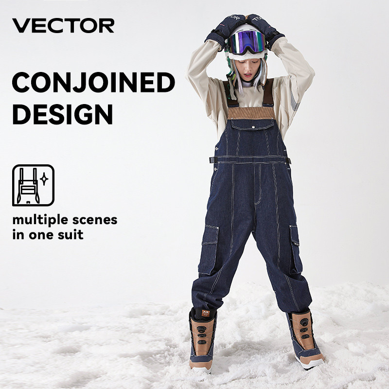 VECTOR vastagított férfi és női farmer pántos nadrágok szélálló meleg tartás Kopásálló Snowboard szabadtéri sportok