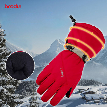 Boodun Зимни топли ски ръкавици Мъже Жени Открит Сноуборд Спорт Водоустойчиви Ветроустойчиви Неплъзгащи се сноумобили Колоездене Ръкавици