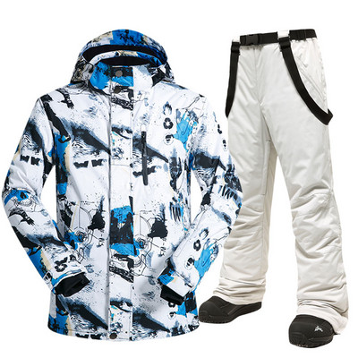 Slidinėjimo kostiumas vyriškas žieminis, šiltas, atsparus vėjui, vandeniui atsparus lauko sportui, sniego striukės ir kelnės Hot Ski Equipment Snieglenčių striukė vyrų prekės ženklas