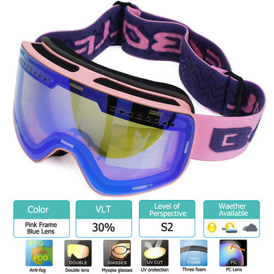 Skijaške naočale s dvoslojnim magnetskim polariziranim lećama Skijanje protiv magljenja UV400 Snowboard naočale Muškarci Ženske Skijaške naočale Torbica za naočale