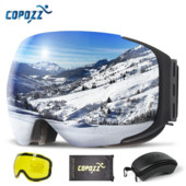 COPOZZ magnetske skijaške naočale s 2s brzim izmjenjivim lećama i kompletom futrola UV400 zaštita protiv magljenja skijaške naočale za snowboard za muškarce žene