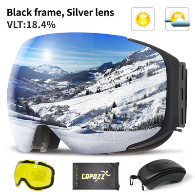 COPOZZ magnetske skijaške naočale s 2s brzim izmjenjivim lećama i kompletom futrola UV400 zaštita protiv magljenja skijaške naočale za snowboard za muškarce žene