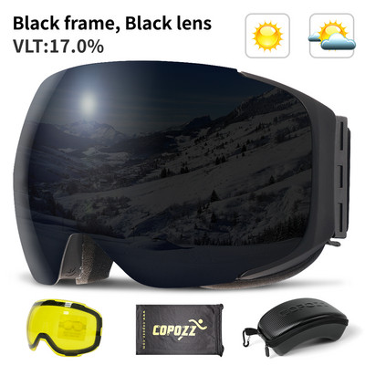 COPOZZ magnetske skijaške naočale s 2s brzim izmjenjivim lećama i kompletom futrola UV400 zaštita protiv magljenja skijaške naočale za snowboard za muškarce žene