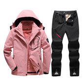 Zimsko debelo, toplo žensko skijaško odijelo Vodootporno, otporno na vjetar, skijaška jakna za daskanje na snijegu + kompleti hlača Ženska snježna odijela