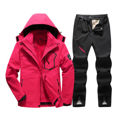 Zimsko debelo, toplo žensko skijaško odijelo Vodootporno, otporno na vjetar, skijaška jakna za daskanje na snijegu + kompleti hlača Ženska snježna odijela