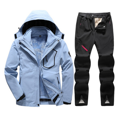 Zimsko debelo, toplo žensko skijaško odijelo Vodootporno, otporno na vjetar, skijaška jakna za daskanje na snijegu + kompleti hlača Ženska snježna odijela