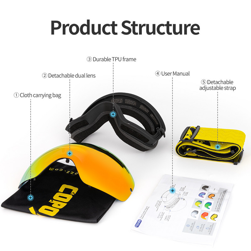 Profesionalne skijaške naočale marke COPOZZ dvoslojne leće protiv magljenja UV400 velike skijaške naočale skijanje snowboard muške ženske naočale za snijeg