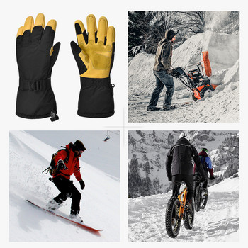 Топла еленова кожа Зима Възрастни Мъже Жени Ски ръкавици Ветроустойчиви Водоустойчиви Спорт на открито Сензорен екран Противоплъзгащи се велосипедни ръкавици