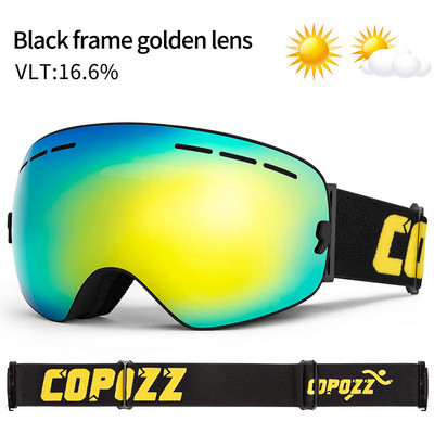 Ochelari de schi marca COPOZZ Straturi duble UV400 Anti-ceata Ochelari mari de schi Mască de schi Snowboard Bărbați Femei Ochelari de zăpadă GOG-201 Pro