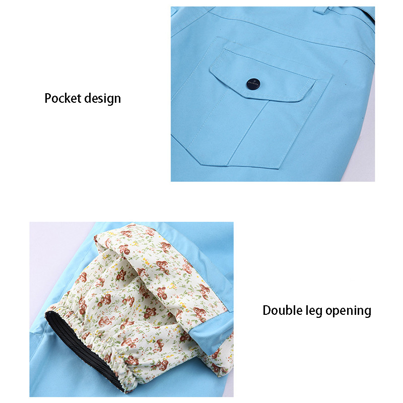 Visokokvalitetne ženske tople skijaške hlače Vjetrootporne vodootporne hlače Dvostruka zaštita od snijega Otvor za noge Debele zimske skijaške hlače za žene