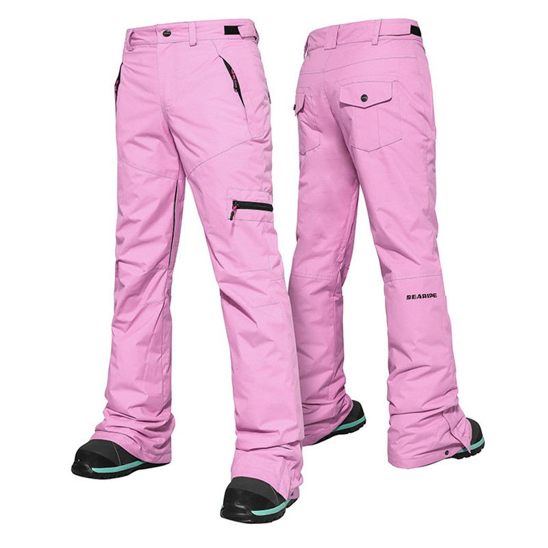 Visokokvalitetne ženske tople skijaške hlače Vjetrootporne vodootporne hlače Dvostruka zaštita od snijega Otvor za noge Debele zimske skijaške hlače za žene