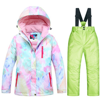Κοστούμι σκι για κορίτσια 2021 Χειμερινό χιόνι ορειβατικό μπουφάν κάμπινγκ + παντελόνι αντιανεμικό αδιάβροχο και ζεστό Snowboarding και σκι