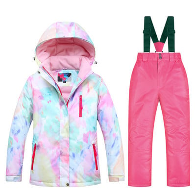 2021. Skijaško odijelo za djevojčice, zimska jakna za planinarenje na snijegu, kampiranje + hlače otporne na vjetar, vodootporne i tople za daskanje na snijegu i skijanje