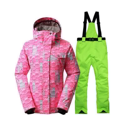 Crvena ženska odjeća za snijeg Sportska odjeća za vožnju u prirodi Kompleti za daskanje na snijegu vodootporne prozračne skijaške jakne otporne na vjetar i hlače za snijeg s naramenicama