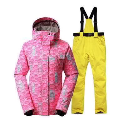 Crvena ženska odjeća za snijeg Sportska odjeća za vožnju u prirodi Kompleti za daskanje na snijegu vodootporne prozračne skijaške jakne otporne na vjetar i hlače za snijeg s naramenicama