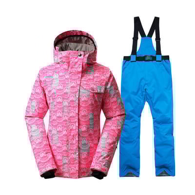 Crvena ženska odjeća za snijeg Sportska odjeća za vožnju u prirodi Kompleti za daskanje na snijegu vodootporne prozračne skijaške jakne otporne na vjetar i hlače za snijeg s naramenicama